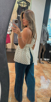 “JULIANA” POLKA DOT HALTER TOP